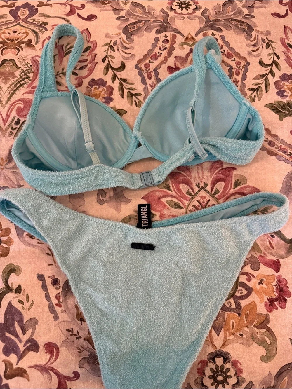 triangl swimwear aqua terry bikini top and strap